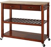 Crosley Furniture Portable Kitchen Cart with Natural Wood Top - Classic Cherry