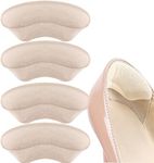 YBVABE Heel Grips - 4Pieces Comfortable Shoe Inserts for Shoe, Leather Heel Cushion Liner Back of Heel Protectors Cushions, Self-Adhesive - Foot Care Accessories for Blister Prevention&Shoe Comfort (Beige)