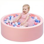 Wilwolfer Ball Pit for Toddlers: Foam Ball Pool with 100 Tricolor Balls - Baby Ball Pit with Balls Included - Round Soft Foldable Large Ball Pit - Indoor Outdoor (Pink)