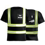 High Visibility Reflective Safety Shirts Custom Your Logo Hi Vis t Shirts Neon Quick Dry Outdoor Work Shirts (2XL, Black - Style 4)