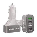 Crave CarHub 54W 4 Port USB Car Charger, Qualcomm Quick Charge 3.0 - White
