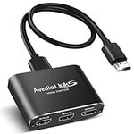 HDMI Switch 3-Port 4K@60Hz Aluminum Alloy [with 4FT HDMI 2.0 Cable], avedio links 4K HDMI Switcher, 3 Way HDMI Selector Switch, HDMI Splitter 3 in 1 Out Support HDCP 2.2, HDR 10, for PS5, PS4 (Black)