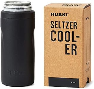 Huski Seltzer Cooler | New | Premium 355ml (12oz) Skinny Drink Holder for Hard Seltzer, Beer, Soda Slim Cans | Triple Insulated 316 Stainless Steel | Seamless Design | Works as a Tumbler (Black)