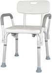 Adjustable Medical Shower Chair Bathtub Bench Bath Seat Aid Stool Backrest arms Removable Legs Adjustable for Pregnant Elderly Seniors (Grey)