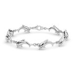 Shop LC Dolphin Link Charm Bracelets for Women 925 Sterling Silver Ocean Jewelry Beach Gifts for Women Size 7.25" Christmas Gifts, 7.25 Inches, Sterling Silver, no gemstone
