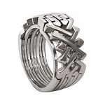 Dual 4+4 Band Twins Handmade Turkish Puzzle ring 8 pieces 925 Sterling Silver eight pieces wrapped interlocking Knott inspired stacking Stacking elegance Unique Ladies men ring All size OFLIUM Puzzle ring SILVER (10.5)