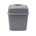 JVL 13-357GY Knit Design Loop Plastic 10 Litre Push Top Bin, Grey, 28 x 21 x 32.5 cm