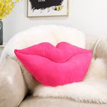 AELS 3D Large Lips Throw Pillows Smooth Soft Velvet Decorative Throw Pillows Love Pillows Cute Pillow 24 X 12 inches for Couch Sofa Bed Living Room Bedroom, Hot Pink