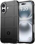 EGOTUDE Rugged Shockproof Silicone Case for iPhone 16, Anti-Scratch Matte Back Cover (Black)