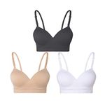 Lemef Seamless Bras for Women Wirefree Padded Bras Black,White,Beige Size L