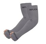 SEFLICA UV Sun Protection Cooling UPF 50 Compression Arm Sleeve for Men and Women With Thumb Hole, Arm Sleeves for Boys and Girls, For Tattoo Cover Up and Sports, 1 Pair - Grey