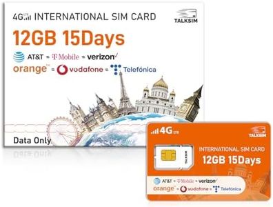 International Data SIM Card 12GB for 15 Days–4G LTE Coverage 45 Countries in USA,UK,Europe,Asia and Africa Prepaid Travel Data Only SIM for Unlocked WiFi Mobile Hotspot,Phones and Tablet–No Contract