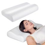 ZORVY Orthopedic Memory Foam Pillow for Neck & Shoulder Pain, Side Sleeper Pillow with Arm Rest, Cervical Pillow for Spondylitis Neck, Contour Pillow for Neck Pain Sleeping, Size- 37 x 25 x 7 cm, (PCS-1). (White)
