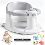Baby Bath Seat for Babies 6 Months & Up, Temperature Alert Baby Bathtub Seat for Babies Sitting Up, Non-Slip Toddler Bath Chair, Ergonomic Backrest Infant & Newborn Bath Tub Seats with 3 Bath Toy Grey