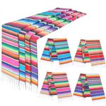 Mexican Table Runner 8Pack 14 x 110 Inches Large Mexican Theme Party Decoration for Cinco de Mayo Fiesta Party Serape Table Runner (8 Pcs)