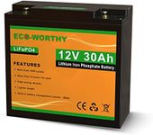 ECO-WORTHY 12V 30Ah LiFePO4 Lithium Iron Phosphate Battery Deep Cycle Rechargeable Battery with Built-in BMS, 3000+ Life Cycles, Perfect for RV, Marine, Kids Scooters, Power Wheels, Trolling Motor