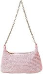 Verdusa Women's Straw Woven Shoulder Bag Tote Handbag Summer Beach Purse Pink one-size