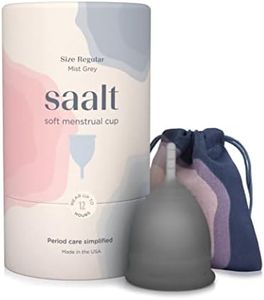 Saalt Soft Menstrual Cup – Reusable Period Cup – Made for Comfortable, Leak-Free Protection Up to 12 Hours – BPA & Latex Free – Includes Cup & Carry Bag (Regular, Grey)