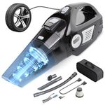 AYN 4-in-1 Cordless Car Vacuum Cleaner & 150 PSI Tire Inflator with Digital Pressure Gauge & LCD – 120W Powerful Wireless Vacuum, Fast Inflation, Rechargeable Battery, LED Light – Portable Car & Tire