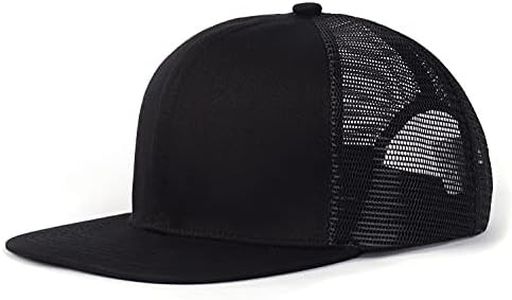 Zylioo Extra Large Cotton Snapback Cap,Flatbill High Crown Dad Hat,6 Panels Blank Golf Cap for Big Heads 23"-25", Black-mesh Back, X-Large