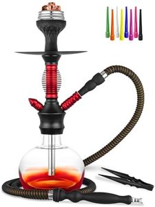 Hookah 18'' Hookah Set With Everything - Colored Glass Vase, Hookah Charcoal Holder, Hookah Tips, Hookah Bowl, Hookah Tong, Hookah Hose