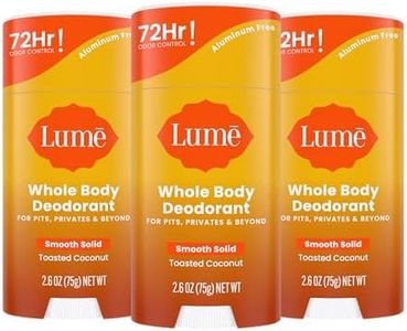 Lume Whole Body Deodorant - Smooth Solid Stick - 72 Hour Odor Control - Aluminum Free, Baking Soda Free and Skin Loving - 2.6 Ounce (Pack of 3) (Toasted Coconut)