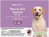 Amazon Basics Flea and Tick Topical Treatment for Large Dogs (45-88 lbs), Unscented, 6 Count (Previously Solimo)