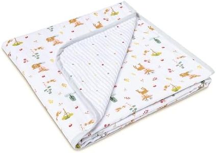 haus & kinder 100% Cotton Reversible Muslin Blanket For Newborn Baby Boy And Girl, Triple Layer Blanket 0-3 Years, Size- 120 Cm X 120 Cm (Whimiscal Woodland), Brown, 200 TC