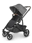 UPPAbaby Cruz V2 Stroller/Full-Featured Stroller with Travel System Capabilities/Toddler Seat, Bumper Bar, Bug Shield, Rain Shield Included/Greyson (Charcoal Mélange/Carbon Frame/Saddle Leather)