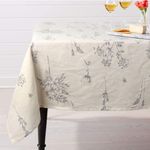 ColorBird Fern Print Cotton Linen Tablecloth Rustic Garden Natural Botanical Decorative Table Cover for Kitchen Dining Spring Summer Picnic Indoor Outdoor Use (Rectangle/Oblong, 55 x 120 Inch, Linen)