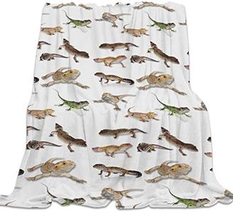 Singingin Ultra Soft Flannel Fleece Bed Blanket Reptile Lizard Throw Blanket All Season Warm Fuzzy Light Weight Cozy Plush Blankets for Living Room/Bedroom 50 x 60 inches