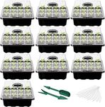 WY8 10 Pack Seed Trays Starter Kit, 120 Cells Reusable Greenhouse Seedling Starter Tray with High Dome and Deep Base, Herb Garden Plant Humidity Adjustable Grow Kit Garden Indoor or Outdoor