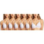 Hanes Women's Bra Wirefree with Strap |Comfort Flex Fit |4-Way Stretch Fabric|Boyfriend Wirefree Bra - White/Orchid Pink X-Large 6 Bras