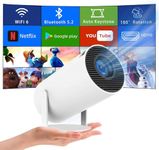 Smart Android Projector, 420fc (Brightest Under 7K), 1080P & 4K Support, Automatic & 4D Keystone with Netflix, Prime etc, WiFi 6 & BT, Screen Mirroring, 720P Native