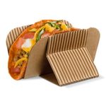 [200 COUNT] HARVEST PACK Disposable Kraft Taco Holder Stand, Serving Rack for Hot Dogs Waffle Sandwiches Shawarmas Gyros Pita Wraps