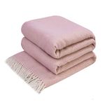 LYHome Merino Wool Blanket - Large Throw Bedspread for Sofa Bed, Single Double Size, Cosy Throws for Sofas & Beds, Soft and Warm Blankets Picnic Camping (55x79 in | 140x200 cm, Pink - White Rhombus)