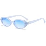 Breaksun Retro Oval Sunglasses for Women Men Fashion Small Oval Sunglasses 90s Vintage Shades, Baby Blue/Blue Gradient, MM