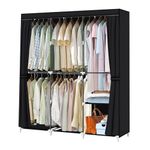 Portable Closet, YOUUDI 50 Inch Wardrobe Closet for Hanging Clothes with Black Non-Woven Fabric Cover and 5 Hanging Rods, Quick and Easy Assembly