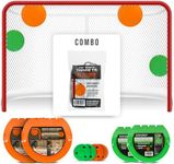 Top Shelf Targets Combo Bundle with Durable Magnetic Hockey Targets/Lacrosse Goal Targets, 4 Tethers and 4 Pucks | Hockey Net Goalie Targets for Shooting Practice and Training