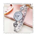 Acnos Stainless Steel Premium Bracelet Flower Stone Silver Bracelet Silver Flower Stone Studded Gift On Girls Watch For Women Analog Watch - For Girls Pack Of 1, White Dial, Silver Band