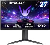 LG Ultragear Gaming Monitor 27GS65F, 27 Inch, 1080p, 180Hz, 1ms, IPS Display, HDR 10, NVIDIA G-Sync Compatible & AMD FreeSync , Smart Energy Saving, DisplayPort, HDMI