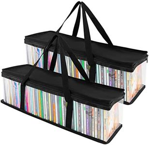 Stock Your Home CD Storage Bags (2 Pack) - Transparent PVC Media Storage - Water Resistant CD Holder Case with Handles - Clear Plastic Carrying Game Bag Storage for CDs, Albums, Video Games, Books