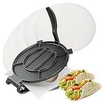 7Penn Cast Iron Tortilla Press 10in - Corn Tortilla Press Roti Maker Flour Tortillas Presser with 100 Cooking Sheets