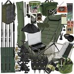 Next Generation Tackle NGT BIG BOY Complete Carp Fishing Setup 3x Rods 3x Reels Tackle Holdall Bedchair Terminal Tackle,L