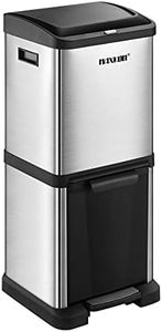 Maxkon 34L Dual Rubbish Bin Stainless Steel Kitchen Waste Bin Trash Can Dustbin Garbage Pedal Bin Sliver Home Office