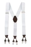 The Tie Hub Booster Solid White/Brown Clip On Suspenders For Men