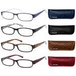 EYEGUARD Rectangular Reading Glasses Women, 4 Pack Fashion and Lightweight Quality Readers with Spring Hinges, +2.50