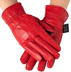 Alpine Swiss Womens Touch Screen Gloves Leather Phone Texting Glove Thermal Warm RED XL