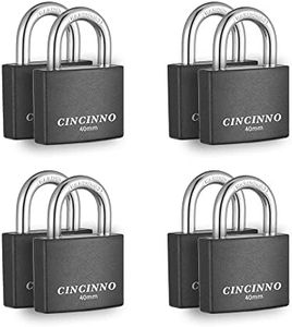 CINCINNO Covered Aluminum Padlock with Key, 8 Pack 1-9/16" Padlocks with Same Key，Key Lock for Outdoors