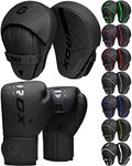 RDX Kids Boxing Gloves and Pads Set, Maya Hide Leather KARA Junior Hook and Jab Curved Focus Mitts Punching Gloves for MMA, Muay Thai, Kickboxing Coaching, Martial Arts, Hand Target Strike Shield